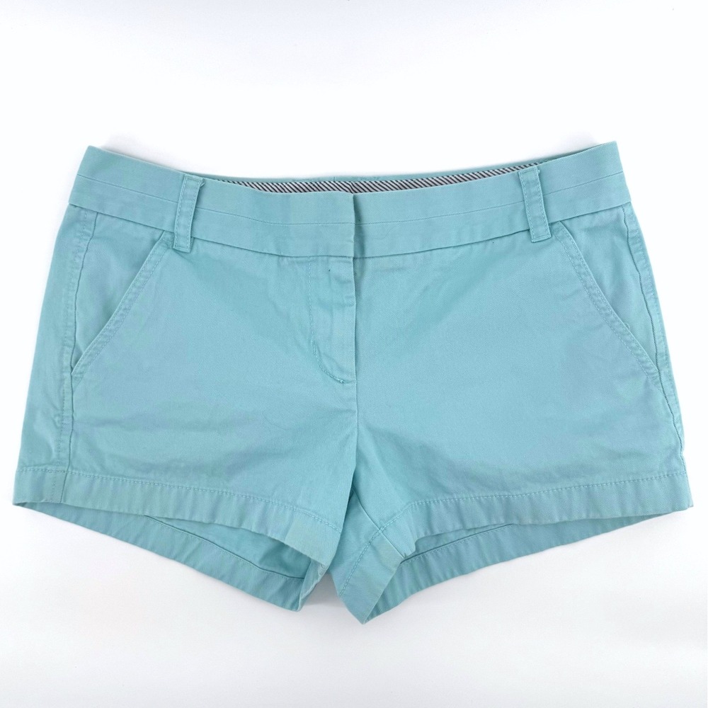J.Crew Chino Shorts Womens 6 Turquoise Blue Low Rise Coastal Minimalist Preppy